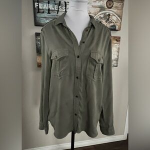 American Eagle Sage Green Boyfriend Fit Button Down Shirt